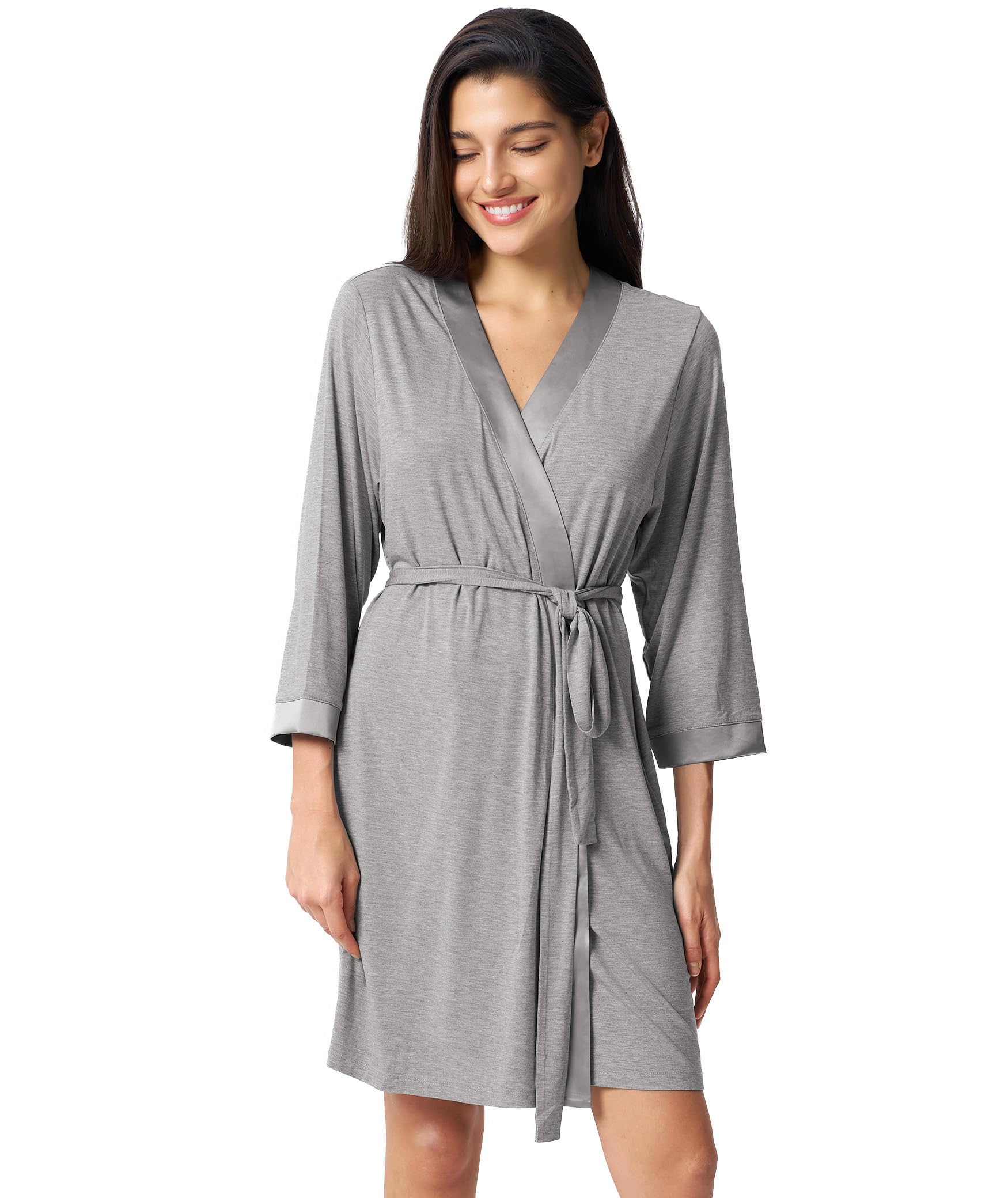 GYS Bamboo Viscose Robe for Women Light Kimono Bathrobe with Pockets