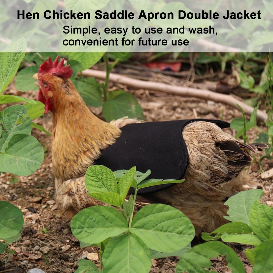 Selle de Protection pour Poules Tablier de Protection des Ailes Protège-Dos pour Poules et Canards Accessoire d'Élevage (Noir)