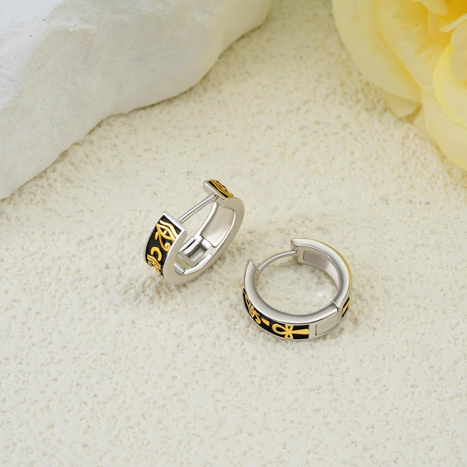 Egyptian Earrings 925 Sterling Silver Eye of Horus Ankh Earrings Egyptian Jewelry Gifts for Women Men - Image 2