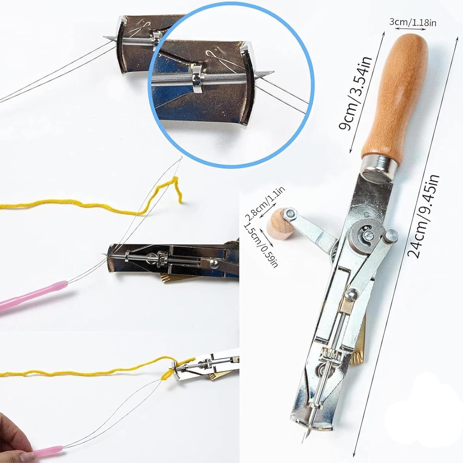 Strumento manuale per trapuntatura per tappeti, tappetini e cuscini, migliora l'efficienza con 2 opzioni di dimensioni per una facile riparazione e ripristino di mobili per la casa