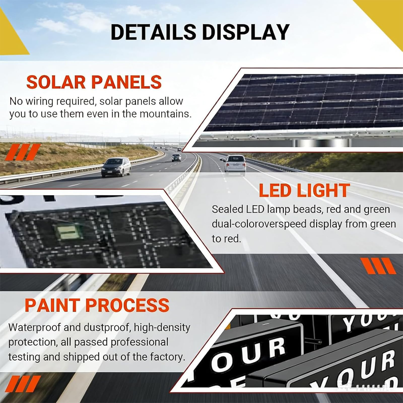 Señal de velocidad con radar alimentado por energía solar: pantalla LED de límite de velocidad de 24x35, detector de aluminio con control remoto para una mayor seguridad vial.