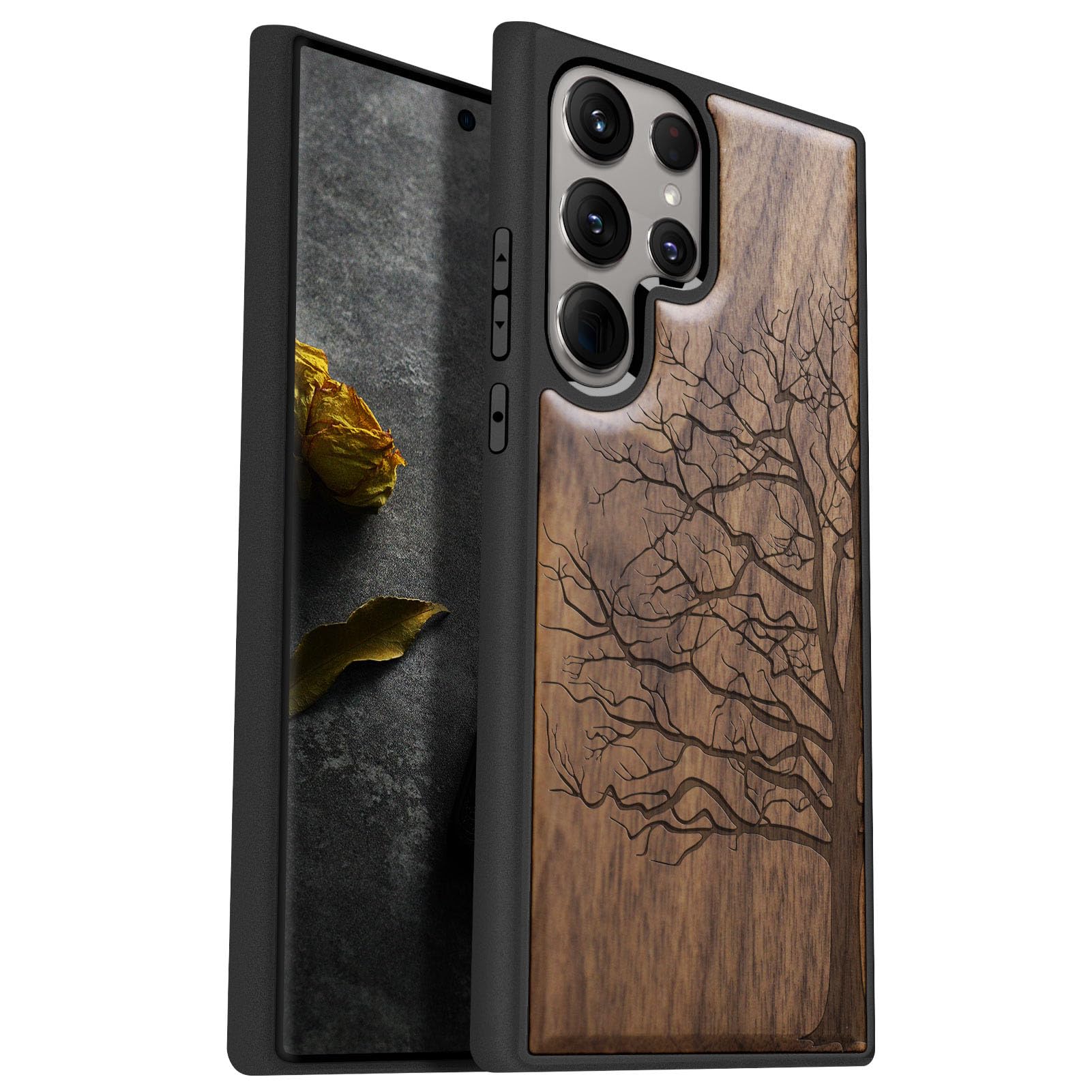 【色:ウォールナット】Carveit ウッドカバー 対応 Galaxy S24 Amazon.com: Carveit Wood Case for Galaxy S24 Ultra Case