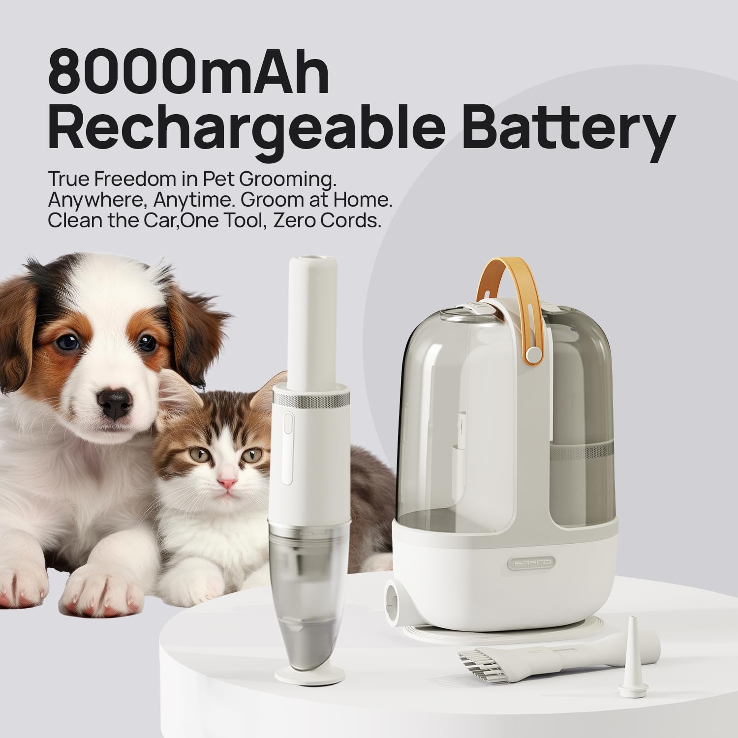 Kit per la toelettatura degli animali domestici, kit per la toelettatura di cani e gatti per una facile cura degli animali domestici a casa e all'aperto, potente aspirazione da 12000 Pa, aspirapolvere