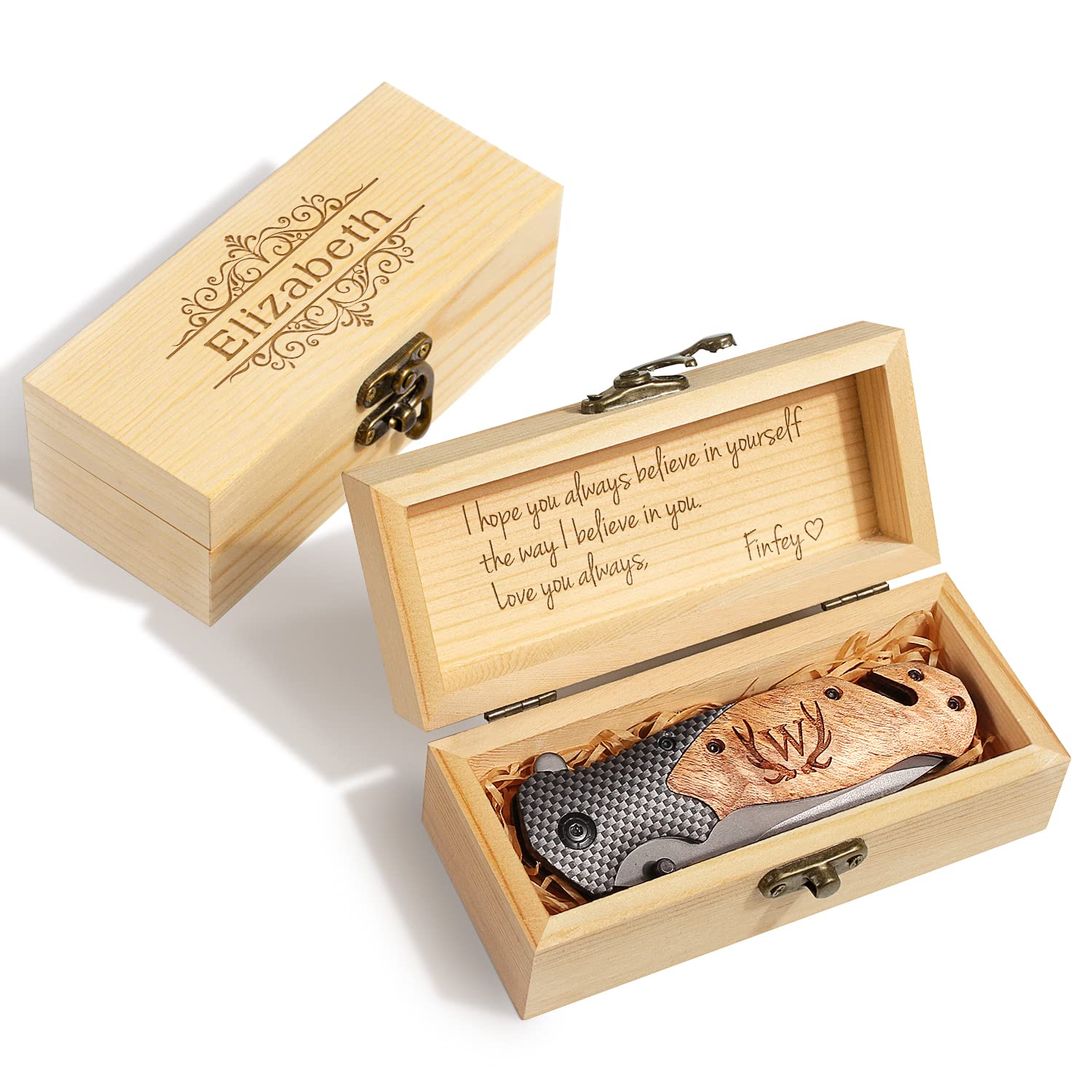 Fodiyaer Gifts For Men - Engraved Pocket Knife With Gift Box - Perfect for Christmas, Fathers Day, Birthday, Anniversary, Graduation.