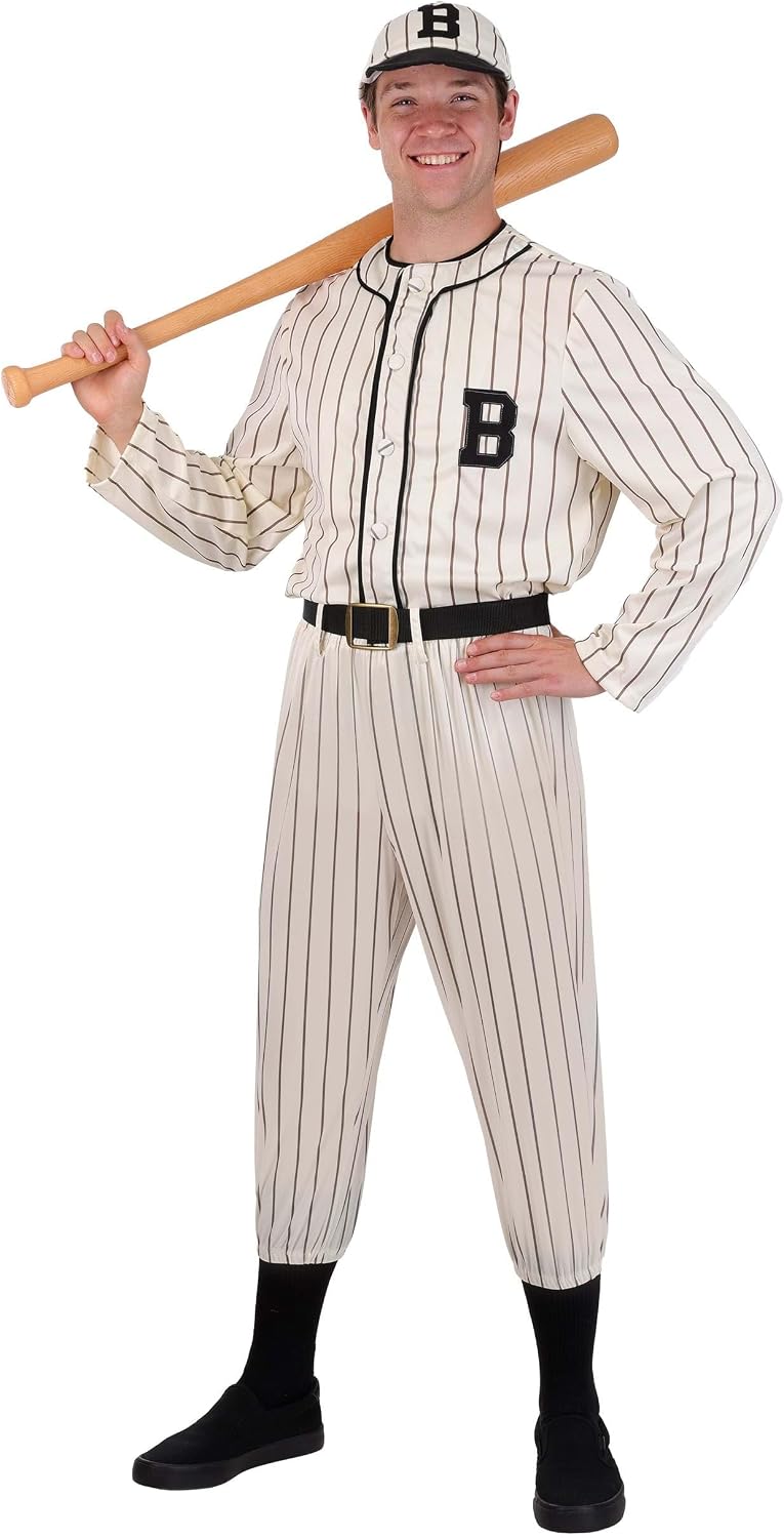 Adult Vintage Baseball Player Costume, Retro Sports Uniform for Athletes, Cosplay, Dress Up & Halloween