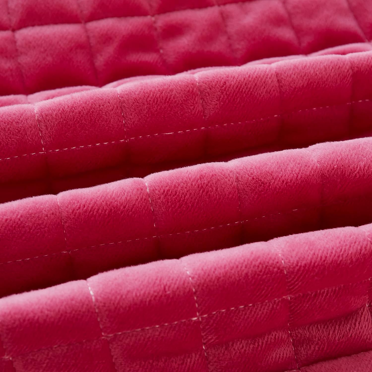 JAUXIO Diamond Quilted Velvet Pillowcases 2 Pack Tassels Decorative Fringe Decorative Cozy Warm Zipper Closure (Hot Pink, King)