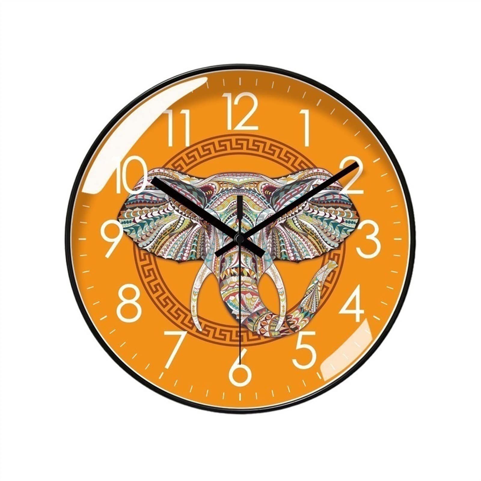 J9V4G6S3B5 Analogue Wall Clock 25cm/30cm/35cm Living Room Bedroom Silent Clock Elephant Pattern Artistic Decoration High-end Personalized for Room Decoration(10inch)