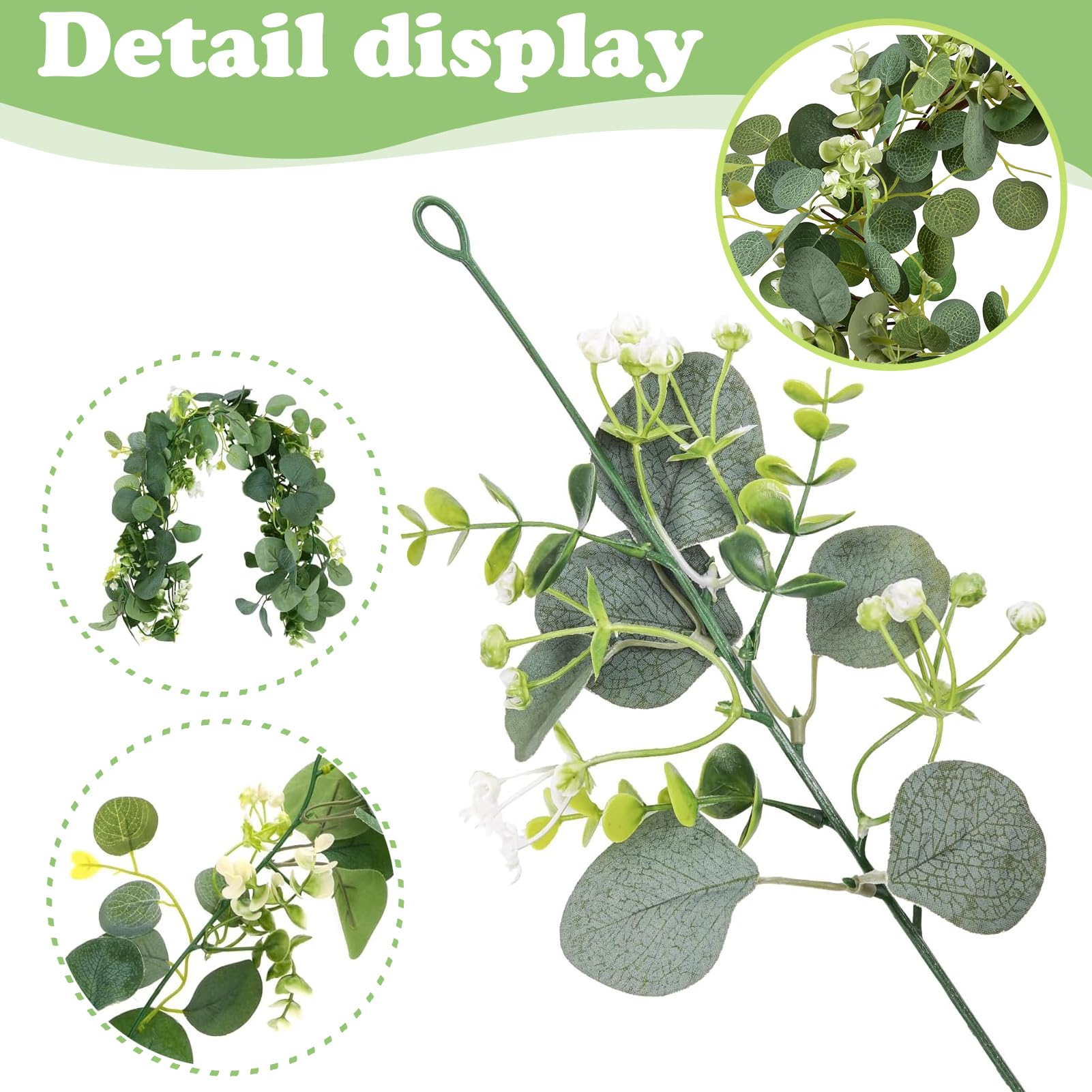 Eucalyptus slinger, kunstplant slinger, 2 stuks kunstmatige