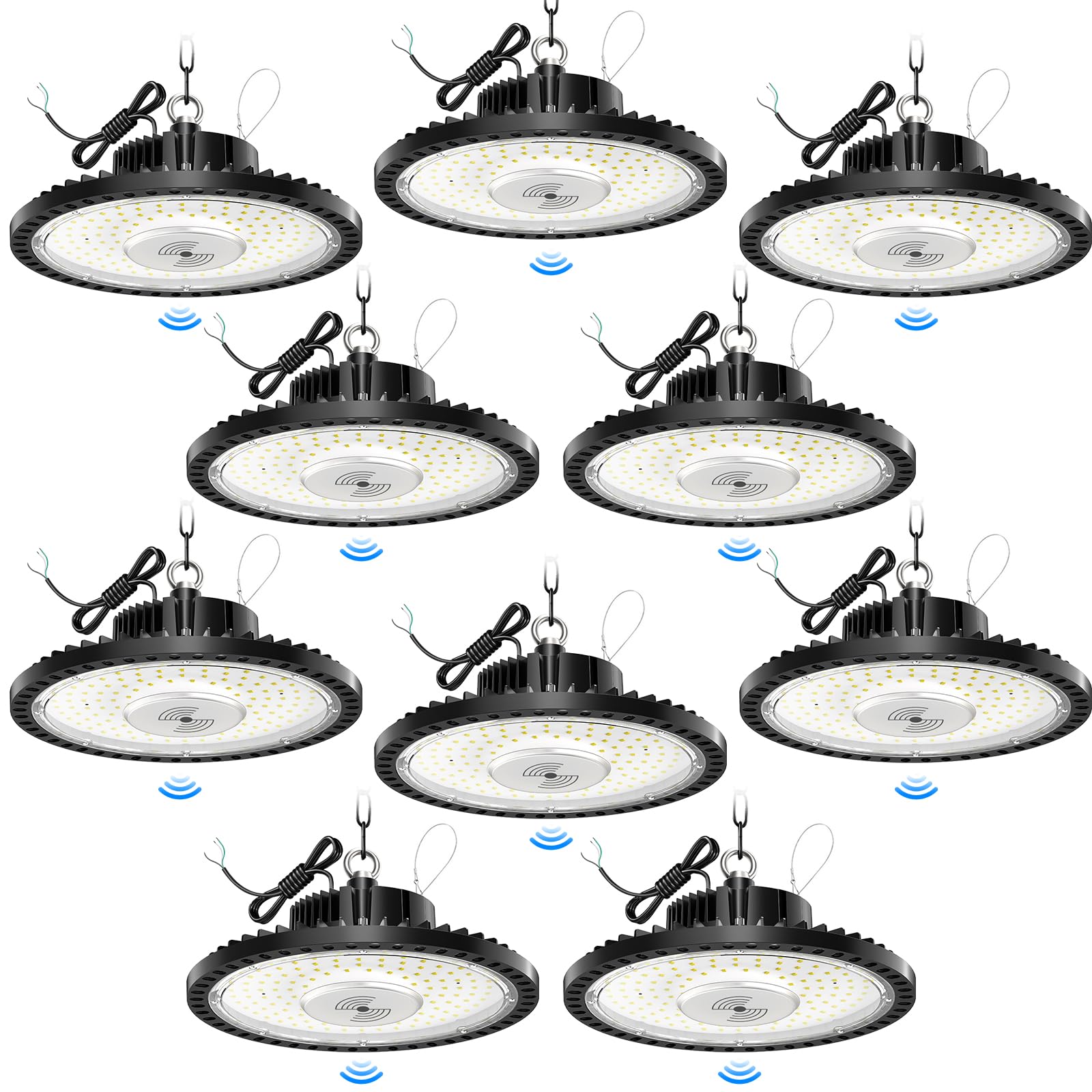 Sararoom 10Packs 150W UFO LED High Bay Light with Motion Sensor 5000K LED Shop Light with Remote Control