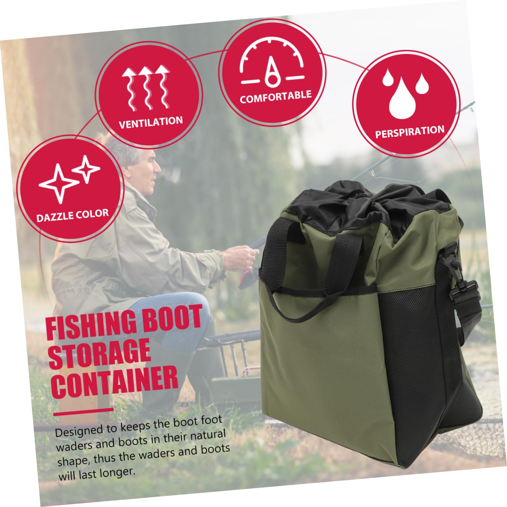 Borsa Sacco Organizer Comodo Rete Traspirante Oxford da Pesca Porta-stivali per Stivali Impermeabili e Abbigliamento Bagnato, per Pesca All'aperto