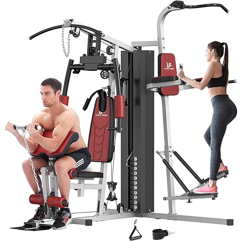 Multifunctional Home Gym Equipment Workout Station with Pulley System, Arm, and Leg Developer for Full Body Training