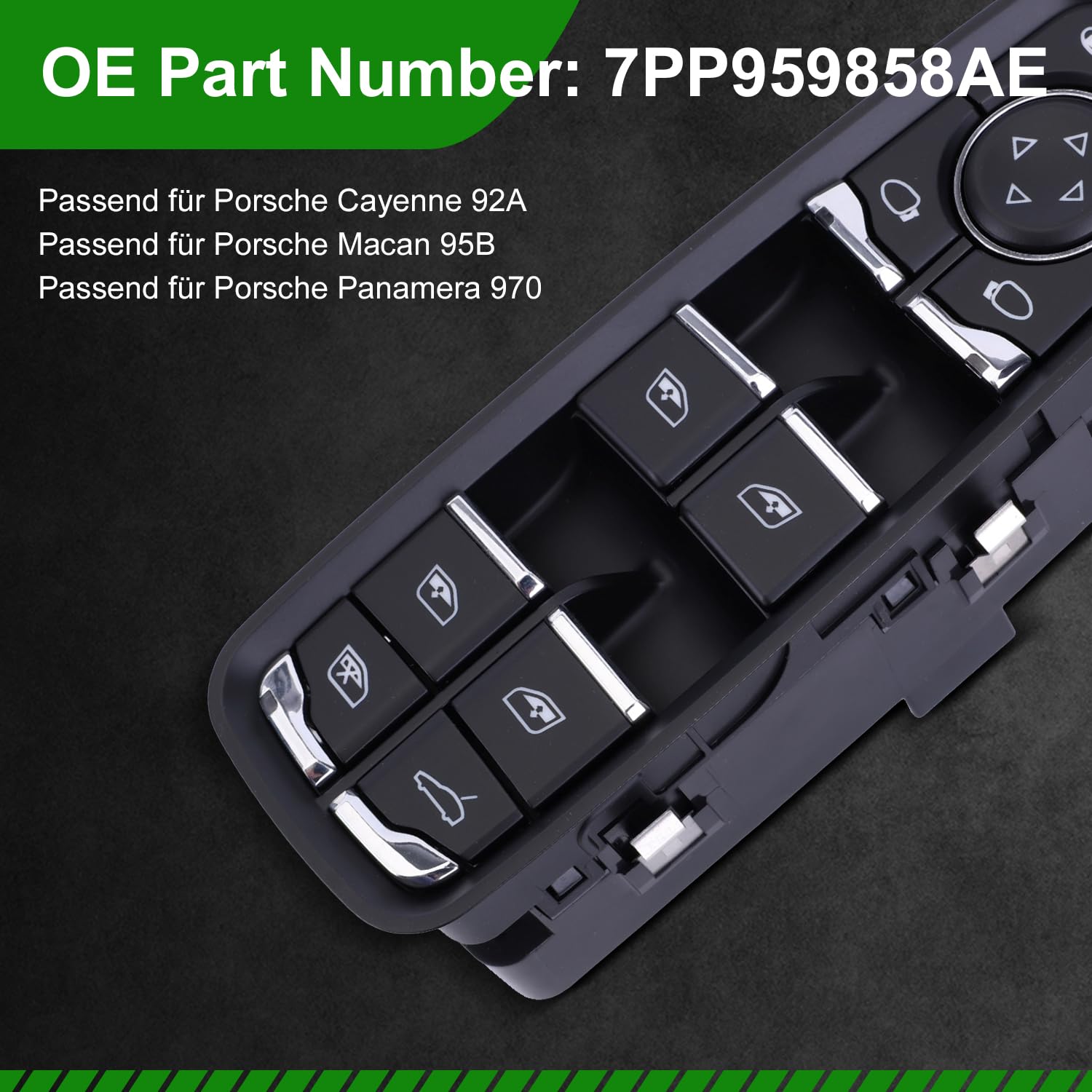 LICHENGTAI Przełącznik podnośnika szyb z przodu z lewej, kompatybilny z Porsche Cayenne 92A Macan 95B Panamera 970, elektryczny przełącznik podnośnika szyb Electric Power Master przełącznik okienny