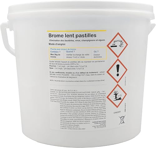OCEDIS Brome Lent Pastilles 20g - 5kg | Désinfection Régulière - Dissolution Lente + 10 Tests HPS OFFERTS 6 en 1 - 5