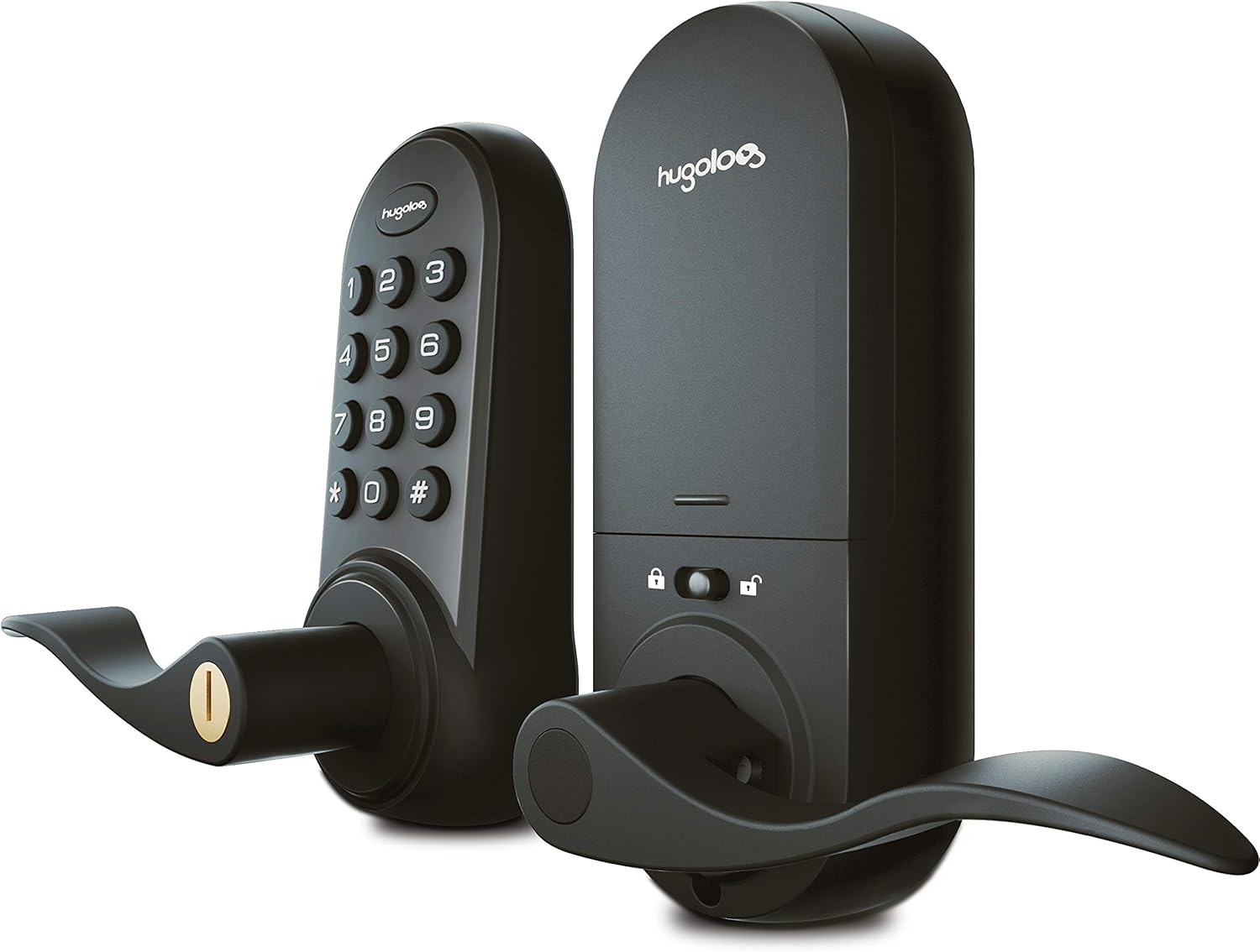 Hugolog Latchbolt Electronic Lock, front and back view