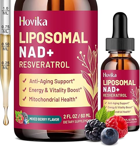 Miniatura 9 de Suplemento liposomal NAD – 1200 mg NAD+ gotas líquidas para mujeres y hombres con resveratrol, extracto de pimienta negra – Apoya la salud