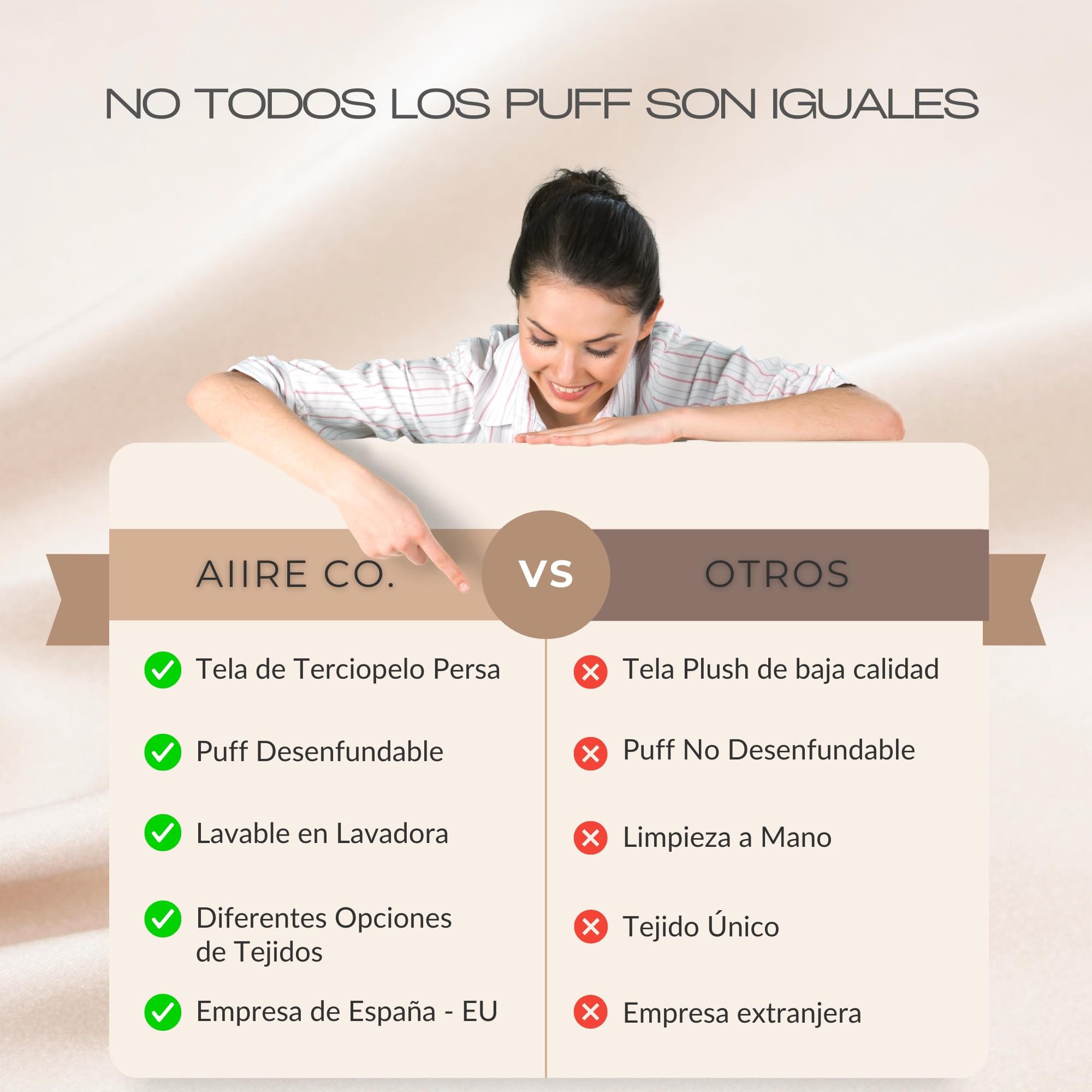 Aiire Sillón Puff con Relleno Incluido - Moderno Puf Salon, Dormitorio y Habitación Juvenil - Funda en Terciopelo Persa Desenfundable y Lavable - Bean Bag Infantil para Niños [70x70x60]