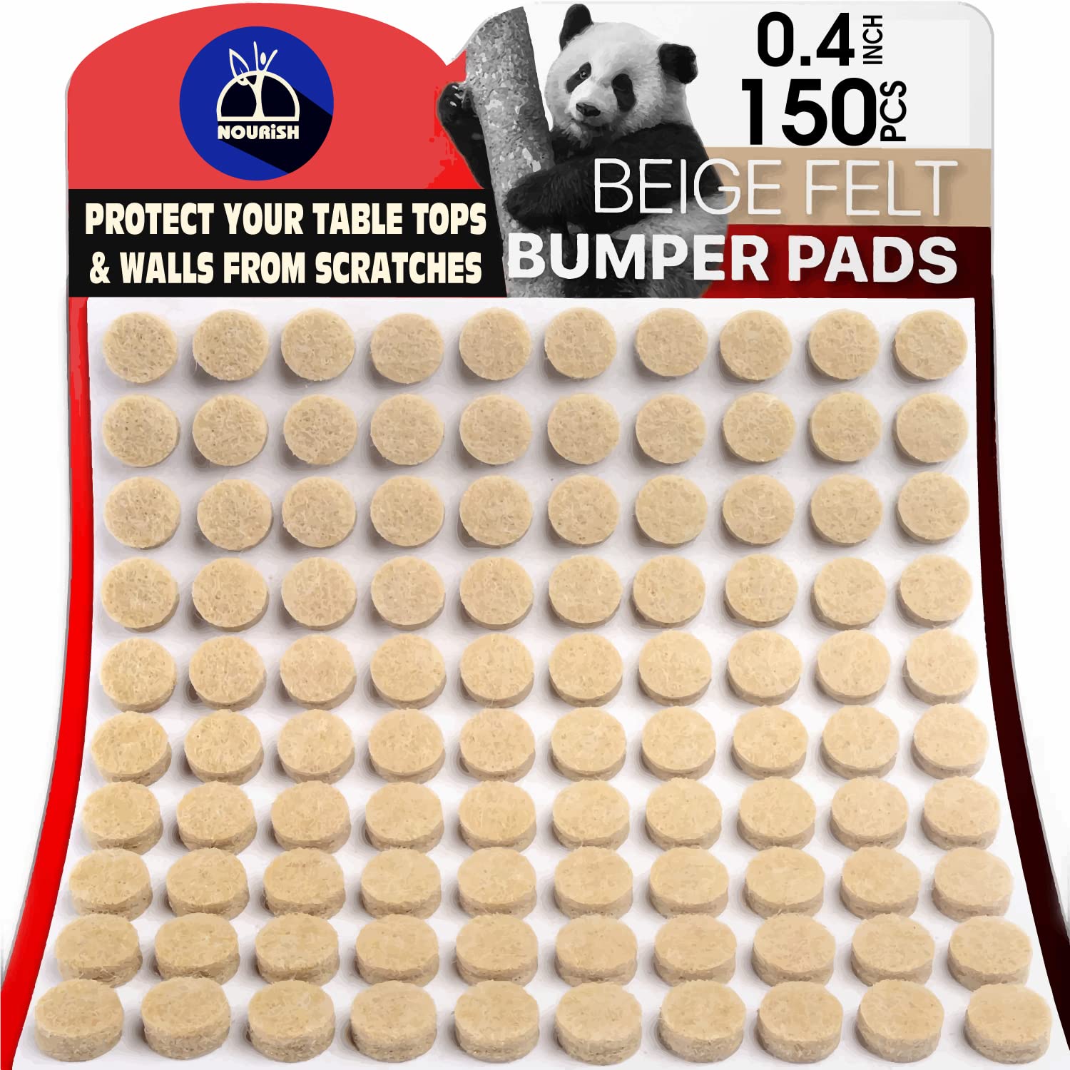 Nourish 150 Pieces 0.4 Inches Felt Pads -Protects Table Tops and Walls from Bumps and Scratches (B09JZ38L9R) Amazon Price History, Amazon Price Tracker
