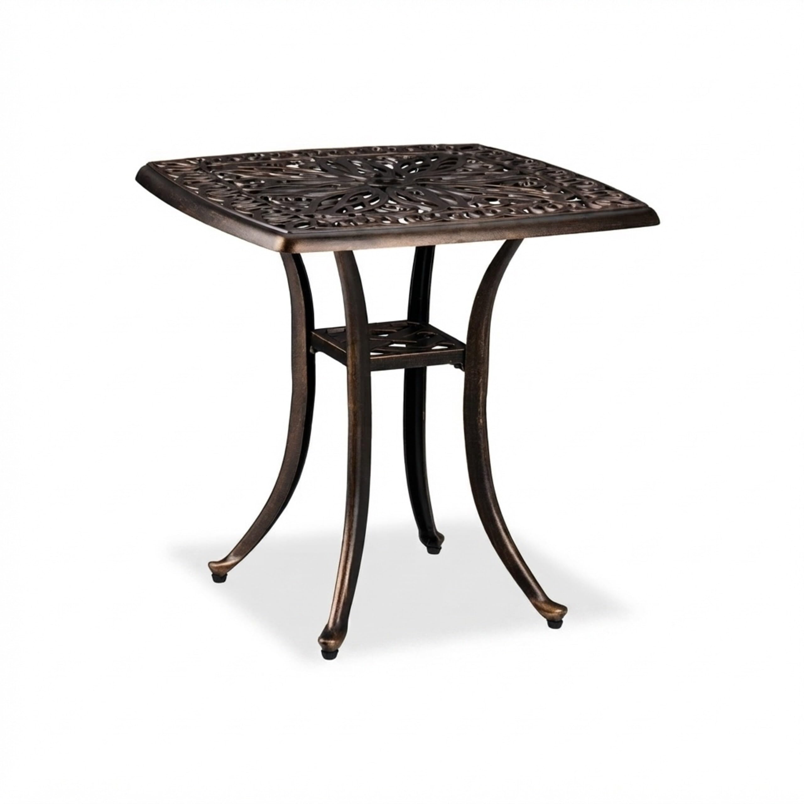 Relaxdays Table de Jardin, Design Rustique, Fonte d'aluminium, H x L x P : 53 x 53,5 x 53,5 cm, Noir et Bronze