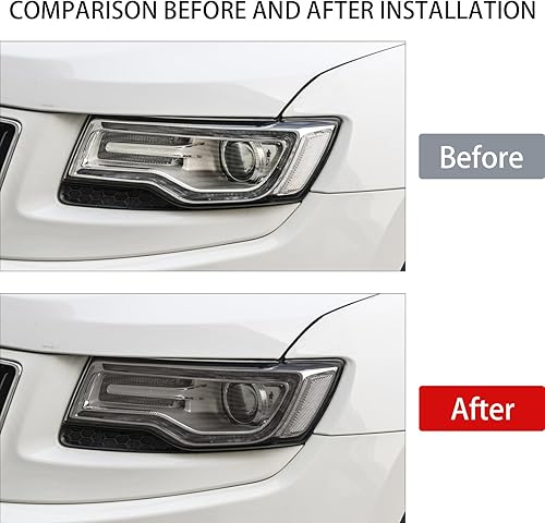 Miniatura 2 de Compatible con Grand Cherokee 2014-2020, 45% humo claro de vinilo tintado de película de vinilo precortada para Jeep, accesorios exteriores