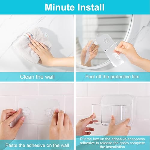 Miniatura 6 de CGBE Organizador de plástico para montaje en pared, paquete de 2, organizador transparente para puerta de gabinete con 2 compartimentos, estante de