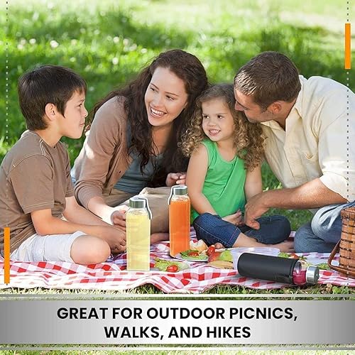 Miniatura 5 de Botella de agua de vidrio estrella del chef 6 botellas de 18 onzas de paquete para la bebida y Juicer Utilice tapas de acero inoxidable con bucle de