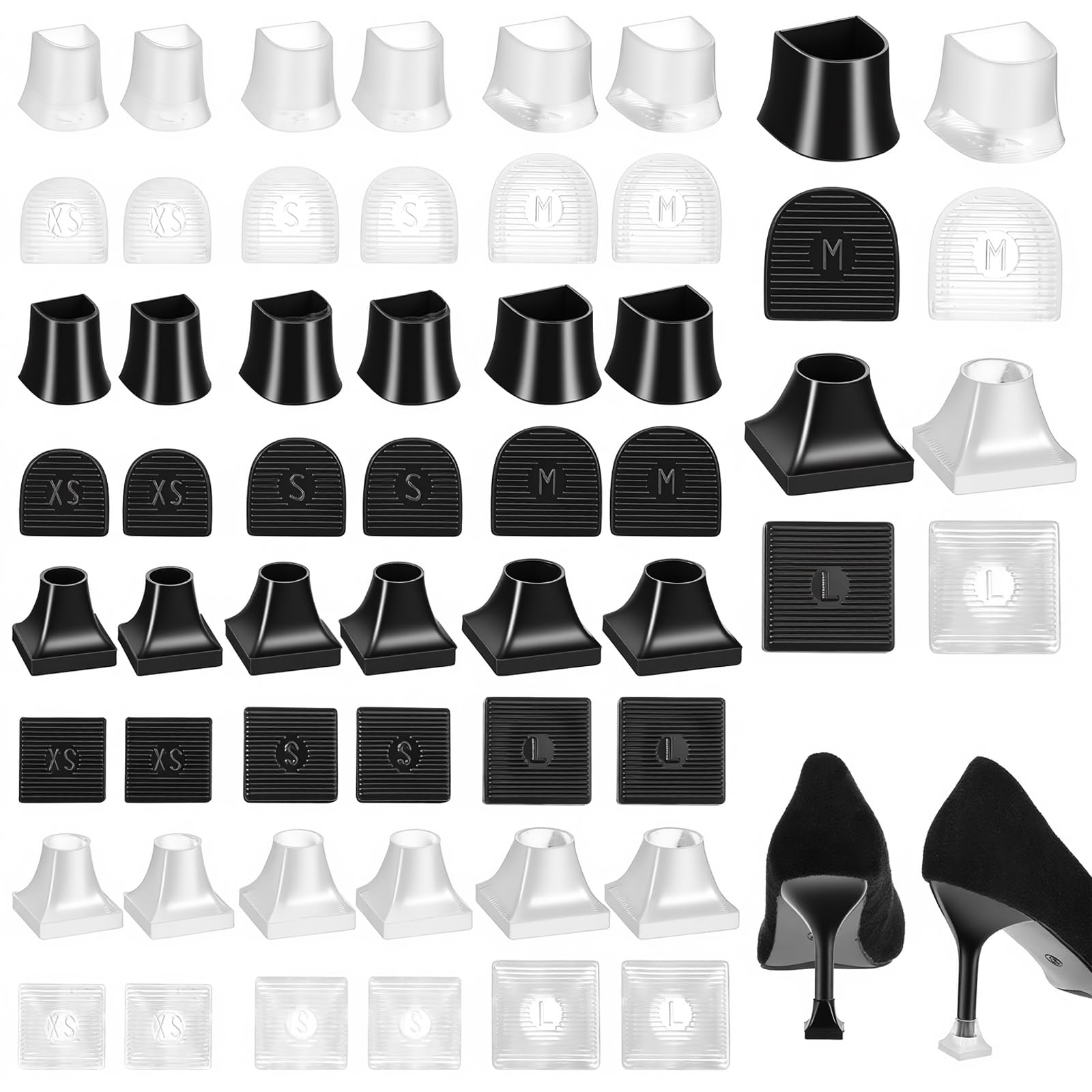 Photo 1 of 12 Pairs Heel Protectors for High Heels Shoes, Non-Slip Anti-Noise Stiletto Heel Cap Covers, 4 Sizes Shoe Heels Protectors for Grass Wedding, Gravel, Wetlands, Wooden, Tile Outdoor&Indoor Events