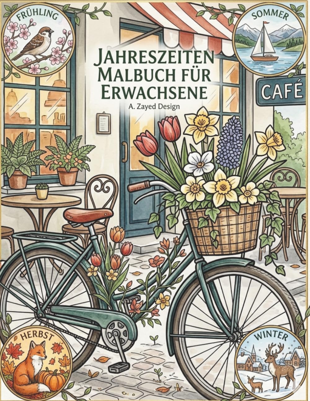 jahreszeiten malbuch für erwachsene: 50 magische Szenen durch Frühling, Sommer, Herbst und Winter – Ein saisonales Ausmalbuch zur Entspannung und Stressabbau