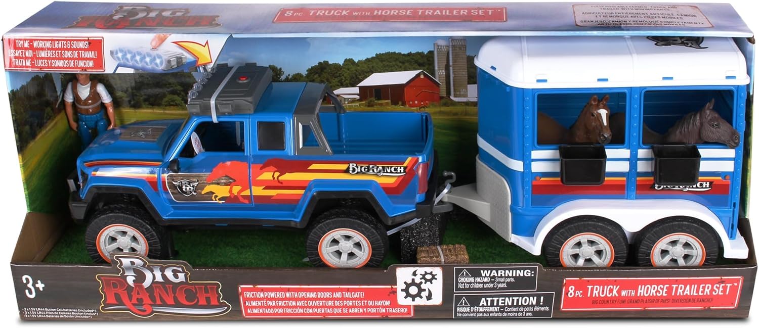 BigRanch 8pc Truck with Horse Trailer