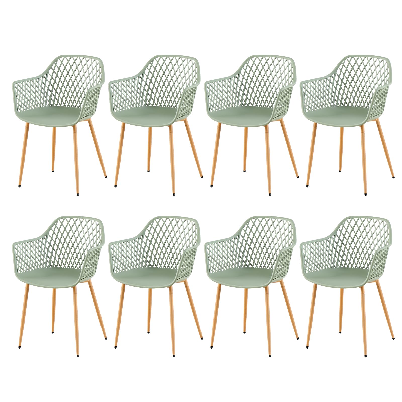 Chaise de jardin exterieur plastique pied métal lot de 8 fauteuils