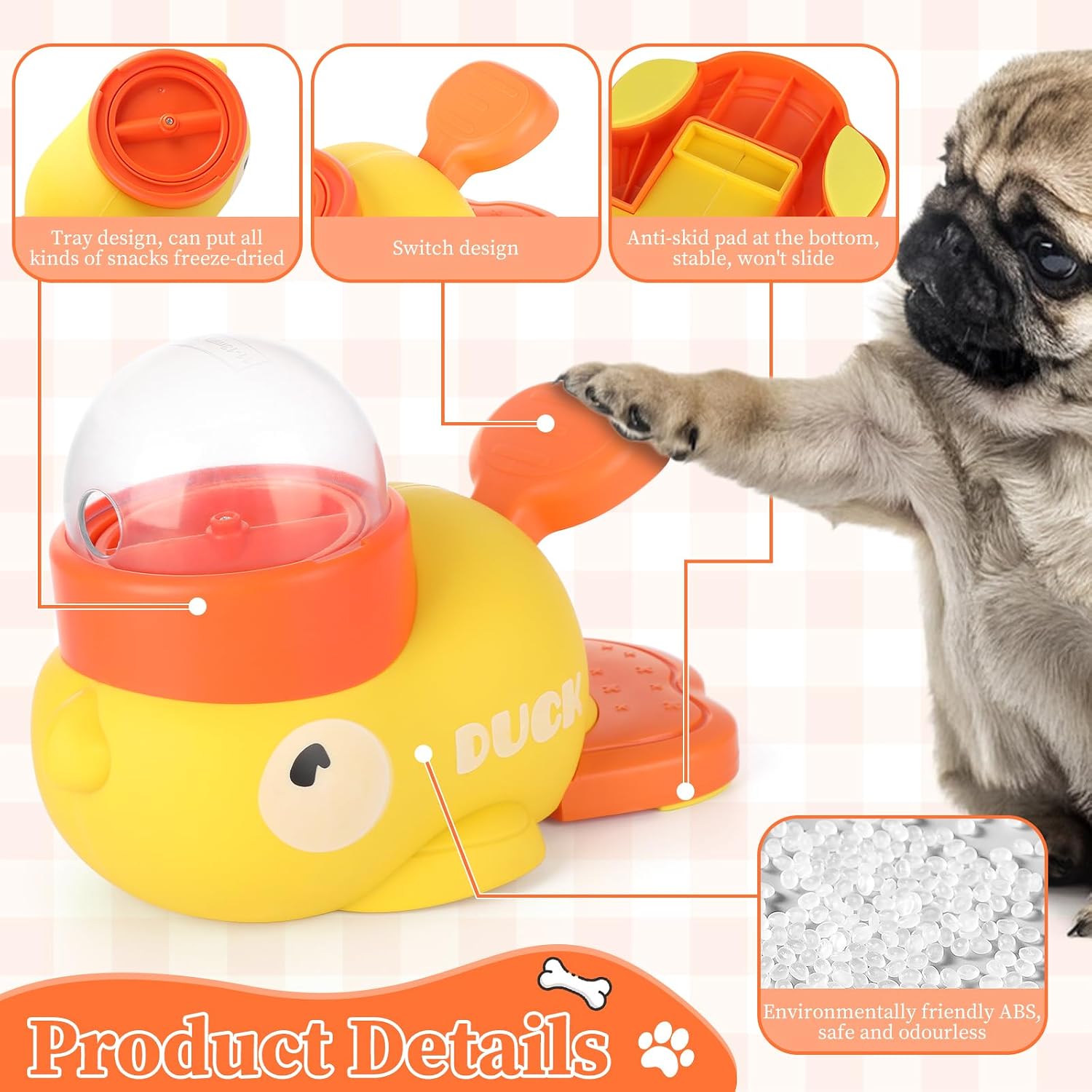 2 Pcs 2-in-1 Interactive Duck Treat Dispenser, Slow Duck Pet Feeder, Dog Treat Dispenser Toy, Feeder Puzzle Toy with 3 Food Outlet Sizes Toy for Small Medium Large Dogs (Yellow/White)