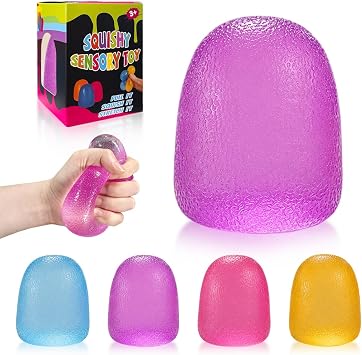 Large Gumdrop Squishy Fidget Toys,Purple Slow Rising Stress Ball | Non-Sticky Gumdrop Squishies Easy to Clean with Water,No Odor Sensory Squeeze Toy for Kid Adult Birthday Party Gift