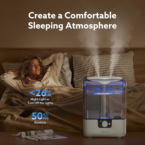 Miniatura 6 de CHIVALZ Humidificadores para dormitorio, humidificador de niebla fría de llenado superior de 6 litros para el hogar, habitación grande, guardería