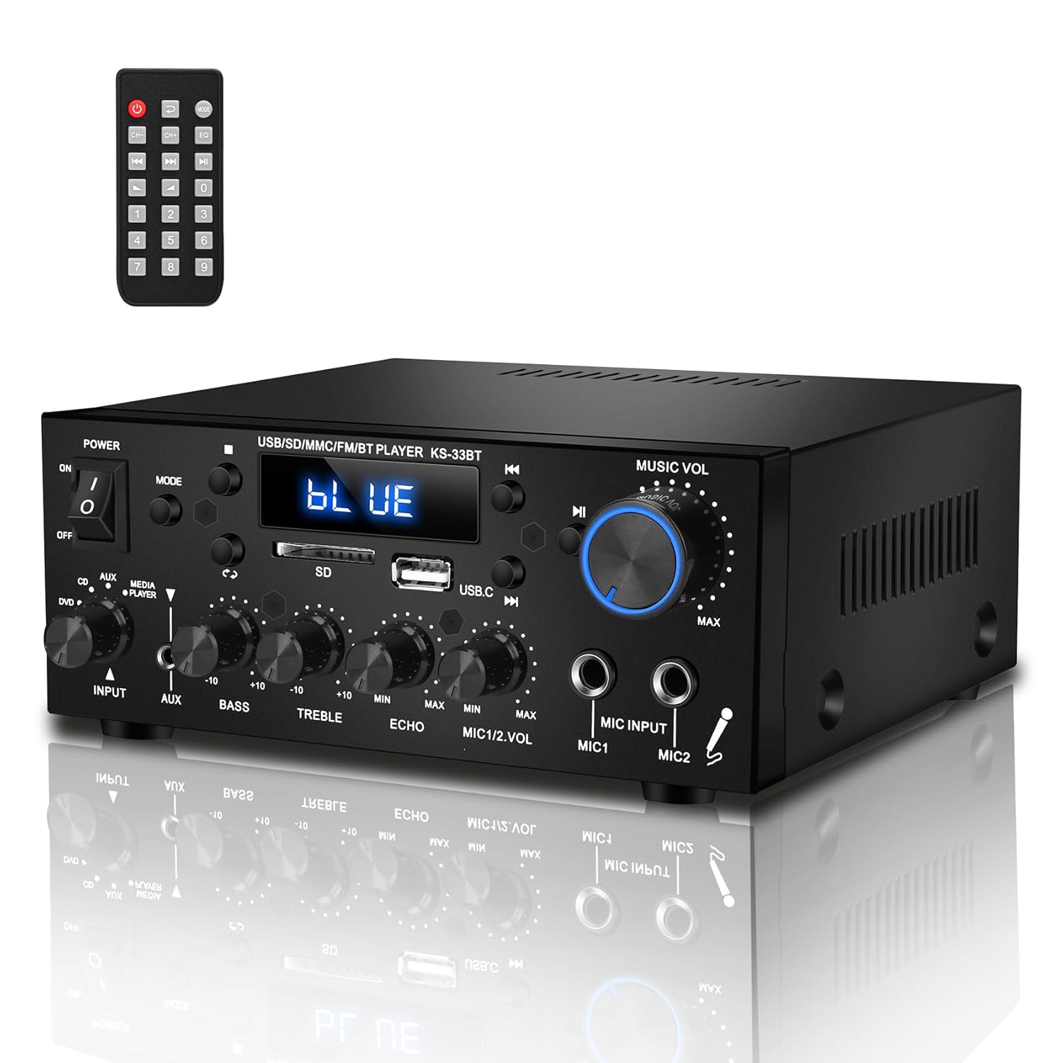 Daakro Home Audio Amplifier,2-Channel Bluetooth 5.0 HiFi Mini Amp Home