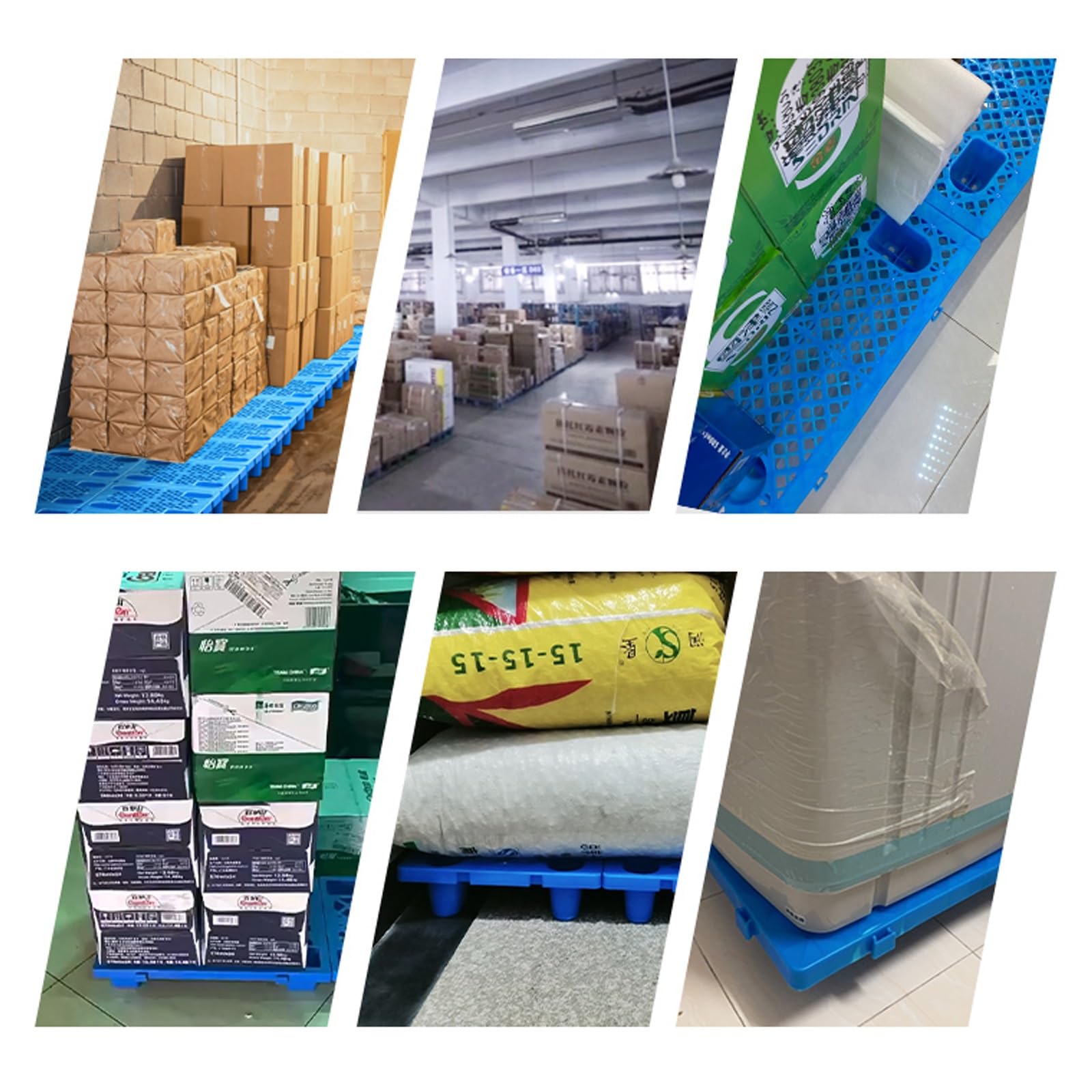 Lot de 2 palettes emboîtables en plastique – Palettes de sol en polyéthylène pour restaurants, cuisines, supermarchés, sous-sols et entrepôts (60 x 50 cm)
