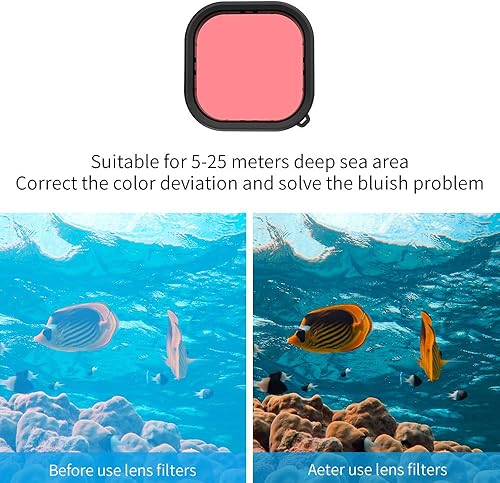 Miniatura 5 de TELESIN Funda impermeable con filtro de buceo para GoPro Hero 11 Hero 10 Hero 9 Negro soporta 60 M196 pies Subacuático Buceo profundo con filtro