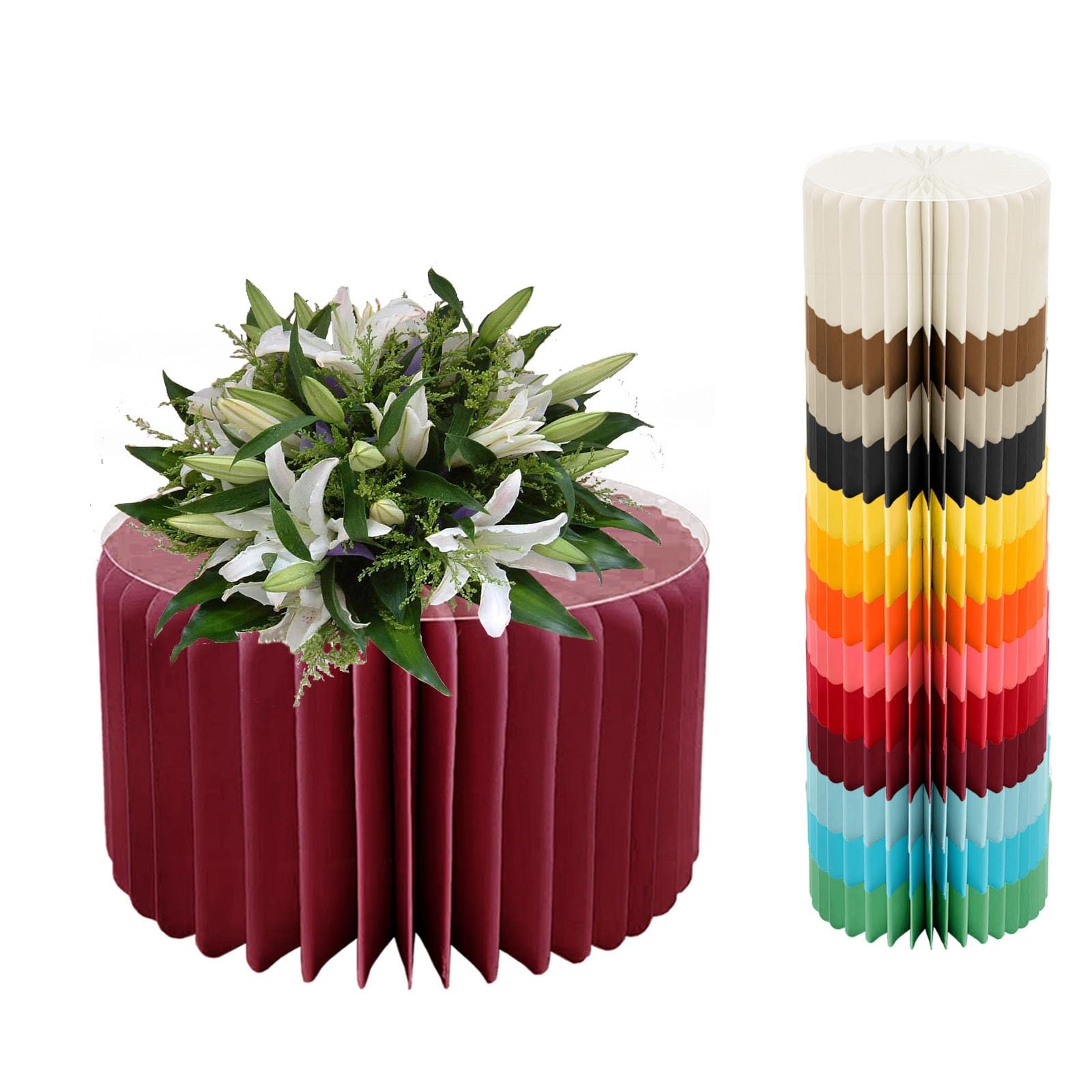 YTBHSHXZ plinth， Foldable Cardboard Cylinder Pedestal Cake Stand Multicolor 20-100cm(Wine Red,H 20cm/7.9in)