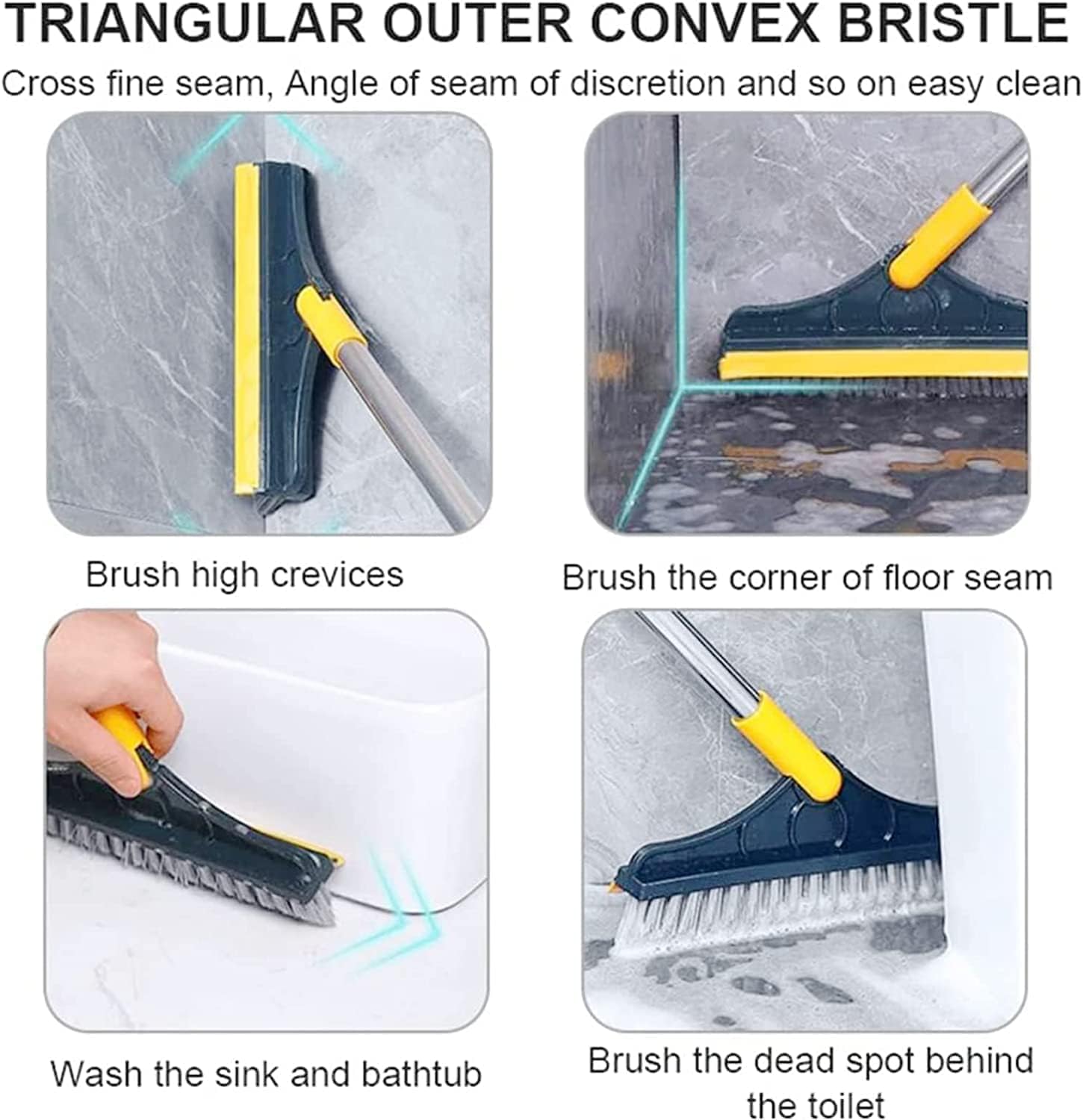 Storn 2-in-1 Bathroom Cleaning Brush with Long Handle and 120° Rotating Head for Toilet, Tiles, Floor and Kitchen Cleaning 2