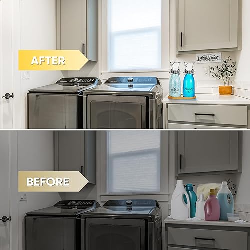 Miniatura 2 de ZZM Dispensador de detergente para ropa de 40 onzas con bandeja de bambú, dispensador de jabón para ropa para suavizante de tela, cuentas