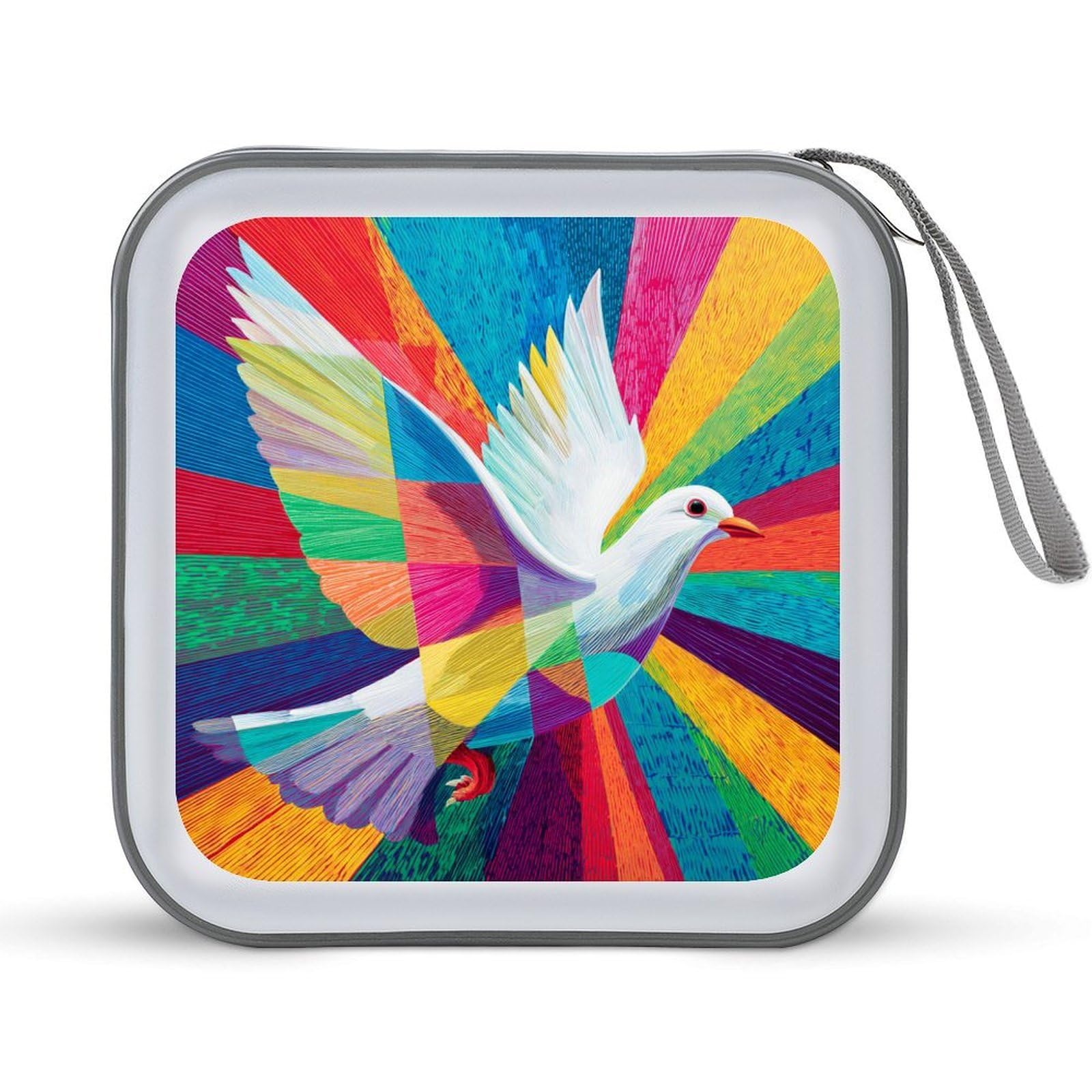 Jubonexis White Dove Holy Spirit Bright Colorful Modern CD Case DVD Storage Case Portable for Car Home Travel