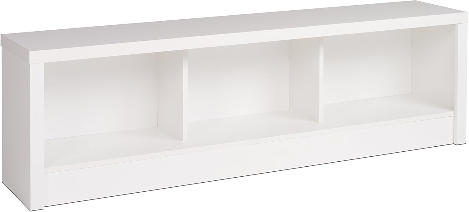 Prepac Calla Storage Bench with 3 Cubbies, Entryway Bench for Blankets, Shoes Storage, Books and Organization, Living Room Bench with 3 Compartments, ‎11.75"D x 61.5" W x 18"H, White