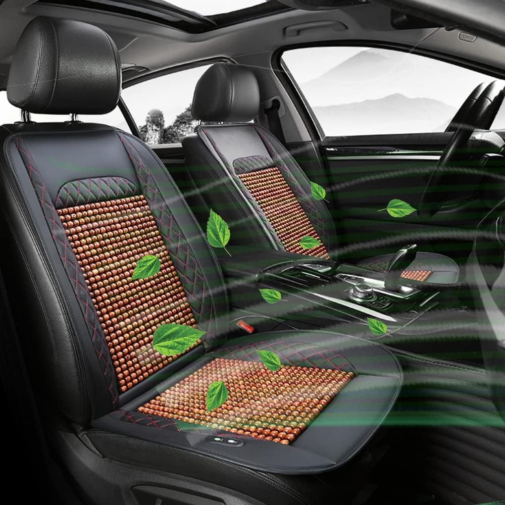 Cooling Car Seat Cushion Cover, Wooden Bead Car Seat Cooling Cushion, 12V/24V Car