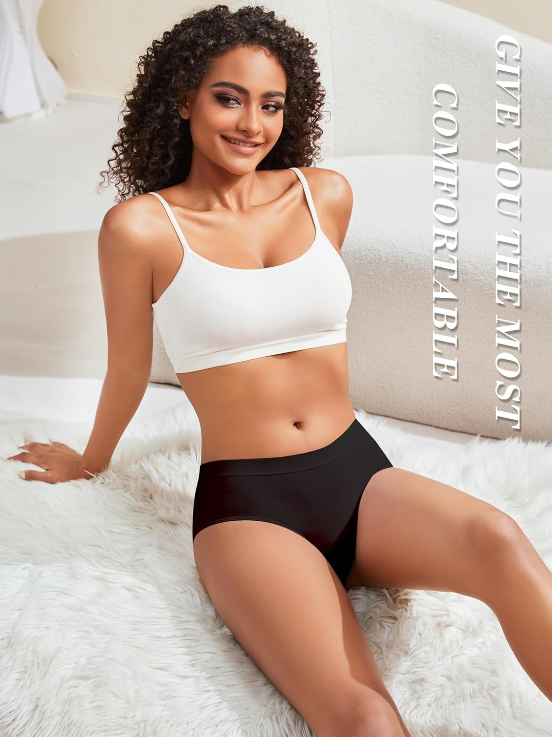 Buankoxy Womens Cotton Panties Pack Mid Rise Stretchy Briefs Wide Waistband 6 Pack (Regular and Plus Size) - Image 6