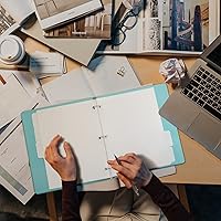 Vista 25 de Separadores de carpetas de 3 anillos con 5 pestañas para tamaño carta, corte de 1/5, 3 agujeros perforados, separadores de plástico para escribir