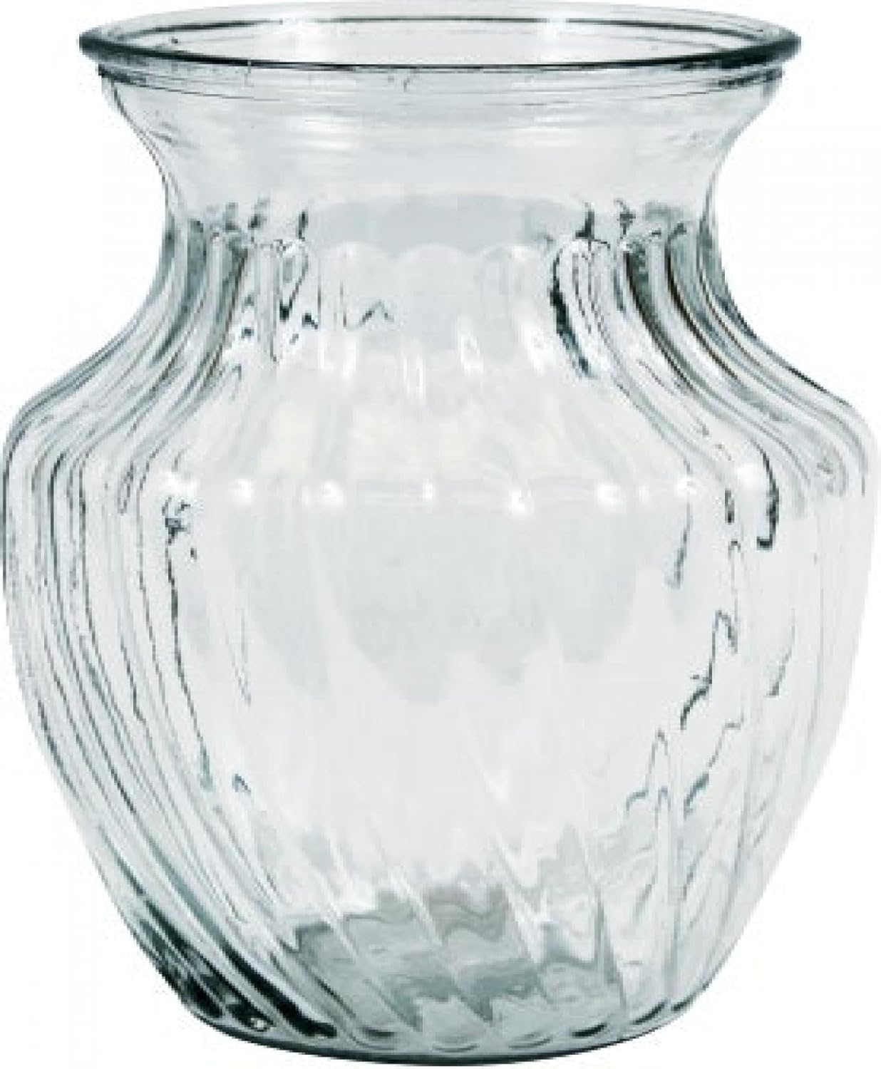 Set of 2 Clear Ribbed Glass Vase