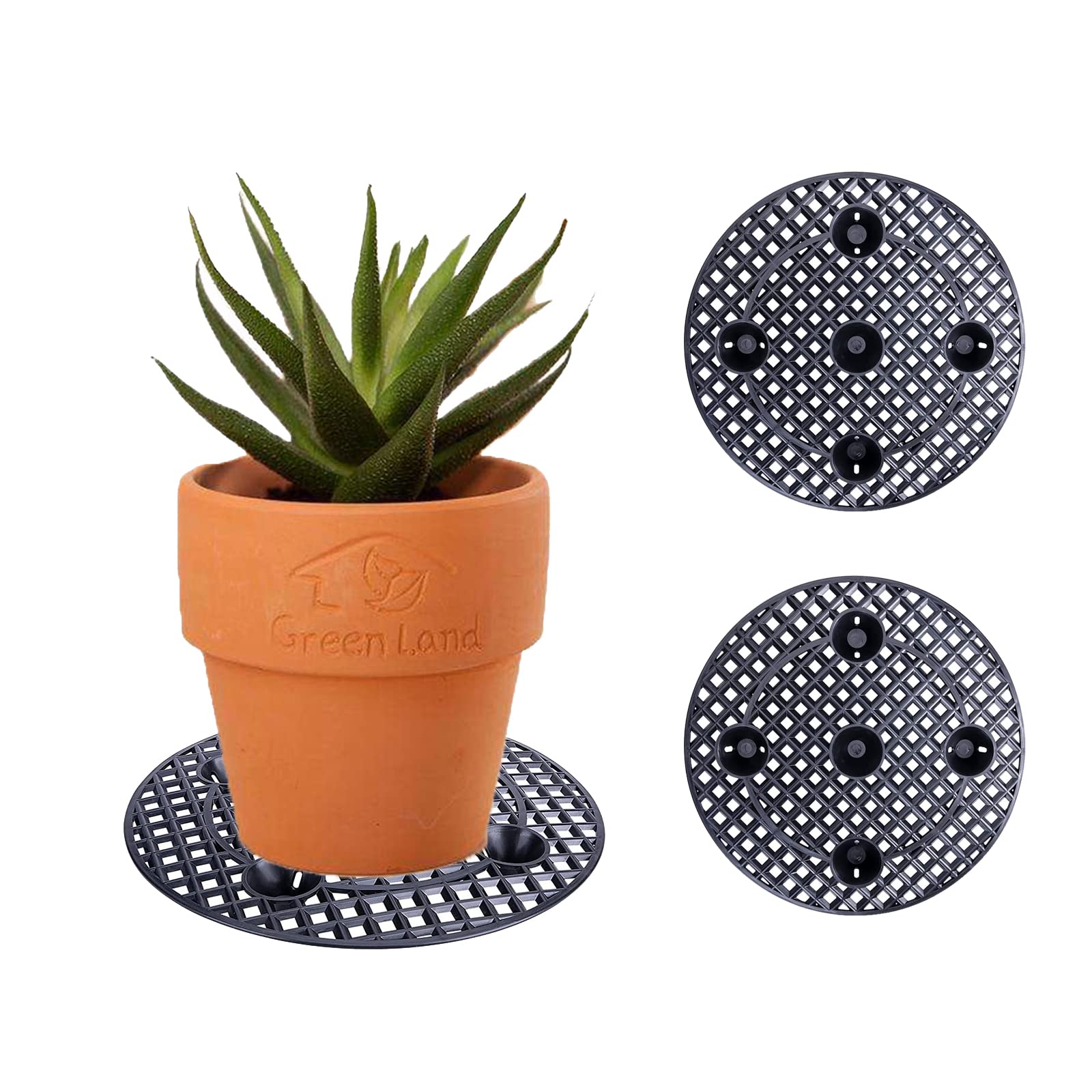 SJDWDX 2 Pack Patio & Deck Floor Protector, 11.8Inch Black Plant Stand Flower Pot Hole Mesh Pad Bonsai Bottom Grid Mat for Outdoor or Indoor Potted Plants, 30cm