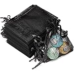 Akstore 100Pcs 2.8x3.6(7x9cm) Sheer Drawstring Organza Jewelry Pouches Wedding Party Christmas Favor Gift Bags (Black)