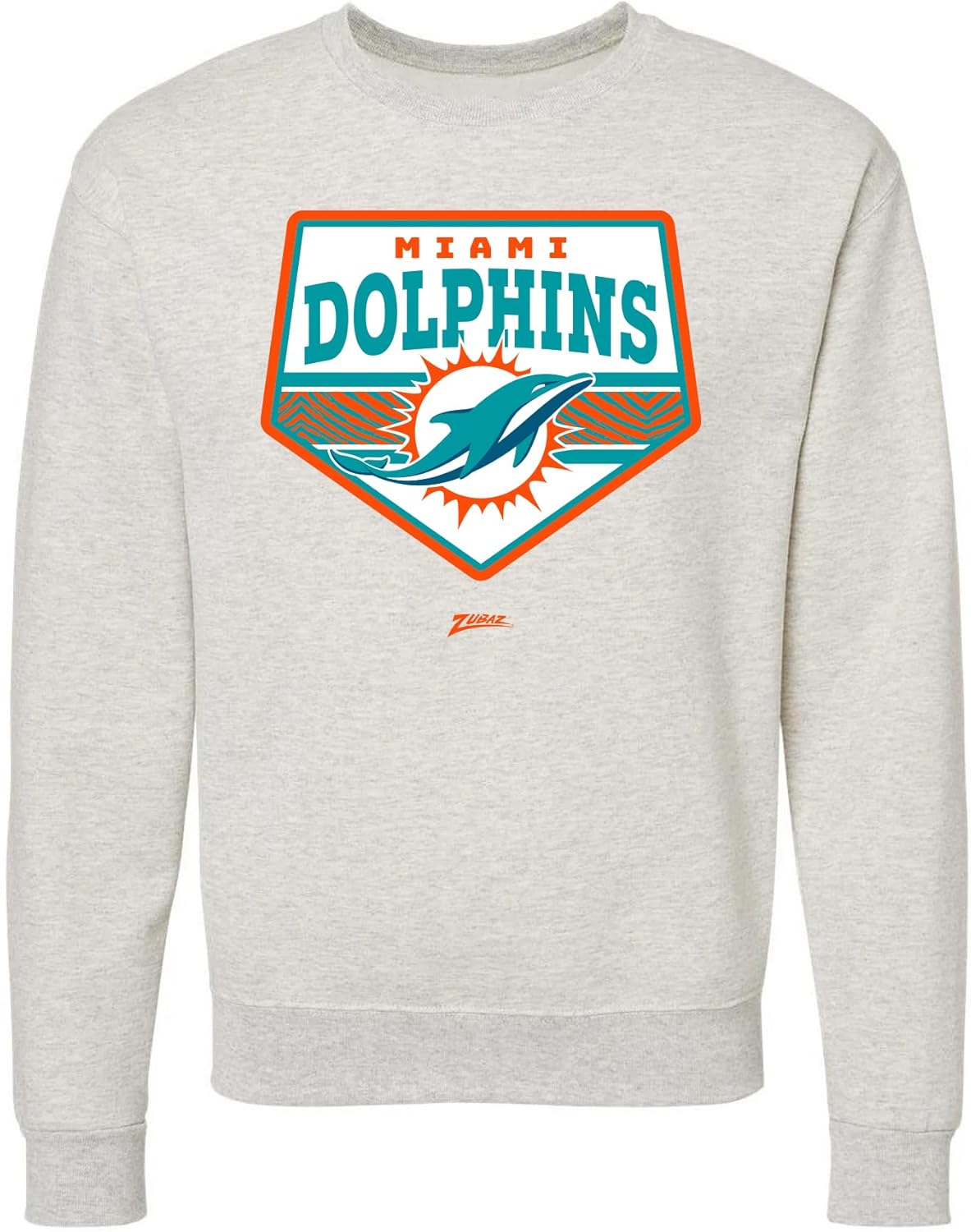 Zubaz NFL Unisex Adult Men's & Women's Pullover Fleece Crew Neck Sweatshirt - Oatmeal Heather, Black