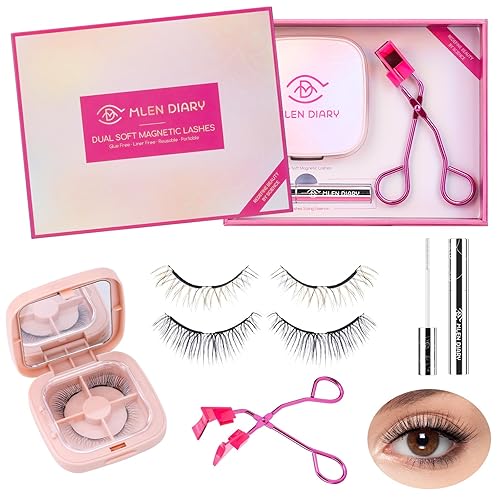 Pestañas magnéticas dobles, pestañas magnéticas sin delineador de ojos 4D aspecto natural, reutilizables, fáciles de usar, pestañas postizas con
