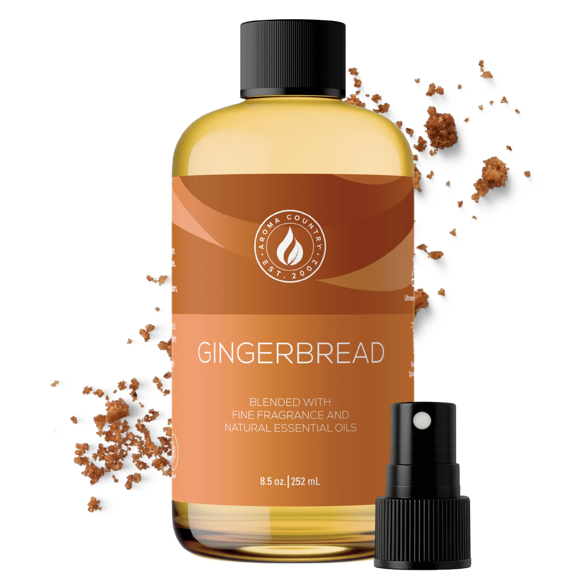 AROMA COUNTRY Recambio de aceite esencial de pan de jengibre/difusor de caña (8.5 onzas líquidas) para difusores de junco, máquinas de aceite difusoras eléctricas y calentadores de aceite, aceite