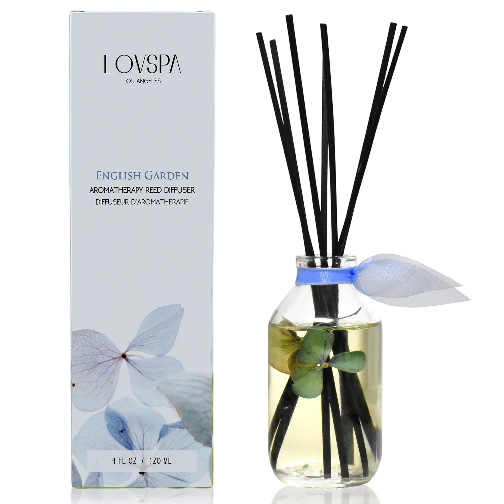 Reed Diffuser Set, English Garden Scented Oil Diffuser with Sticks, Home Fragrance Accessories for Bathroom Shelf Decor, Aroma Diffusers for Home or Office Desk, USA Made
